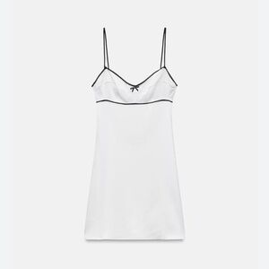 Satin Slip Dress- White   ZARA